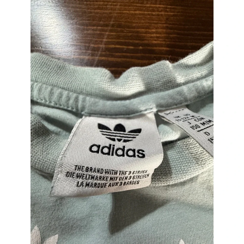 Adidas Originals Kids Mint‎ Green Trefoil All Over Print T-Shirt Size M 11-12Y